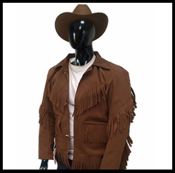 Chamarra café de gamuza.